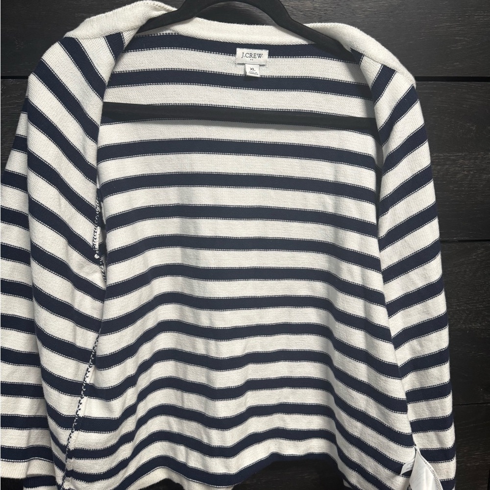 J. Crew Women's Navy and White Striped Cardigan - Picture 4 of 13